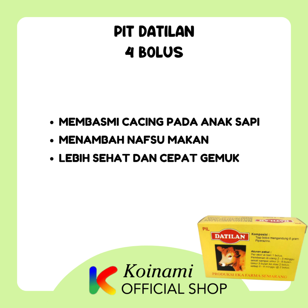 PIL DATILAN isi 4 BOLUS / obat cacing anak sapi / hewan / penggemuk / eka farma