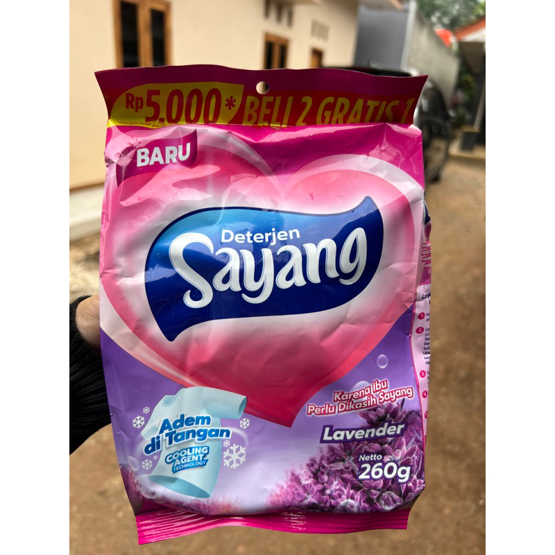 Deterjen sayang powder/bubuk 260g original fresh,lavender,rose 10,999 dapet 3pcs