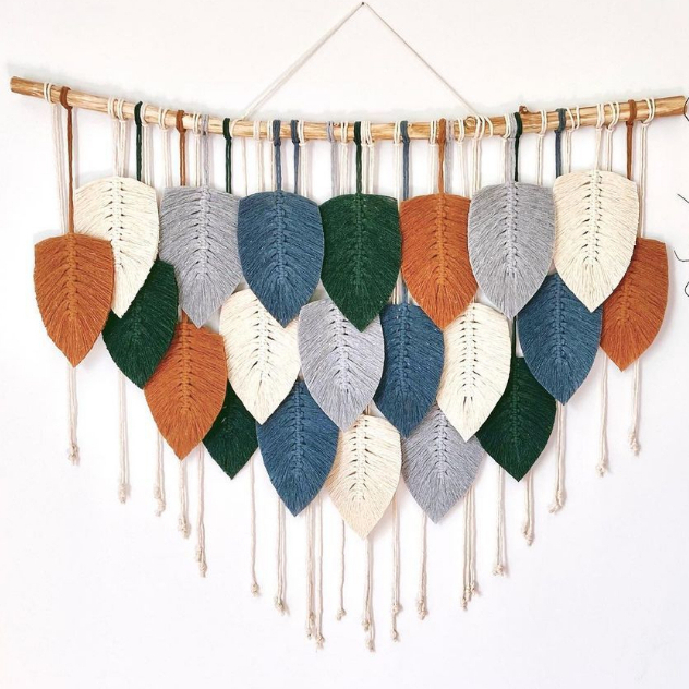 macrame daun hiasan dinding dekorasi ruangan hiasan gantung macrame daun