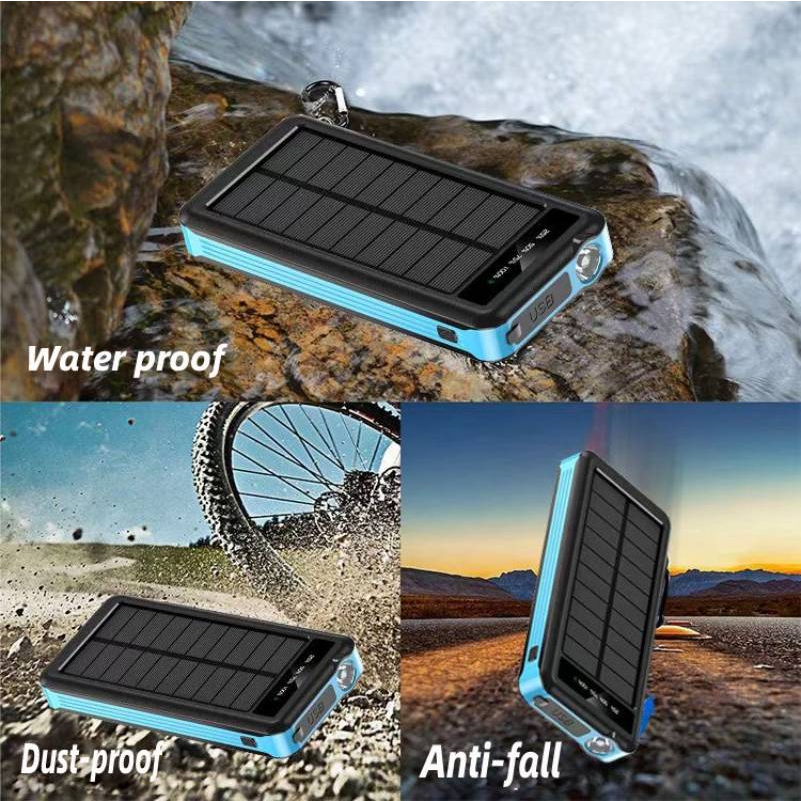 【Penjual Lokal】Big Deal!COD 100000mah Wireless Charging Powerbank Tenaga surya Power Bank Solar bank tenaga surya Fast Charging Energi Datang dengan 4 kabel data powerbanks