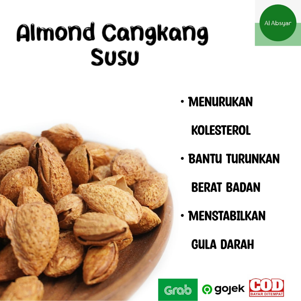 

Almond Cangkang Susu Butter Milk 500 gram Roasted Healthy Food Kurma Alif Granola Oleh-Oleh Timur Tengah Haji dan Umroh