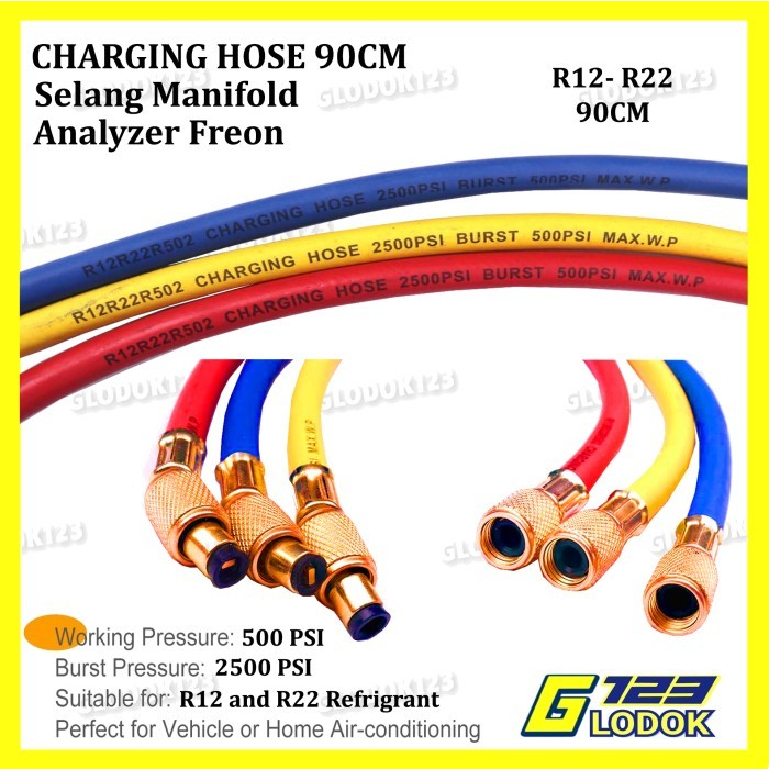 Selang Manifold Analyzer AC Isi Freon R12 R22 R32 R410A Charging Hose