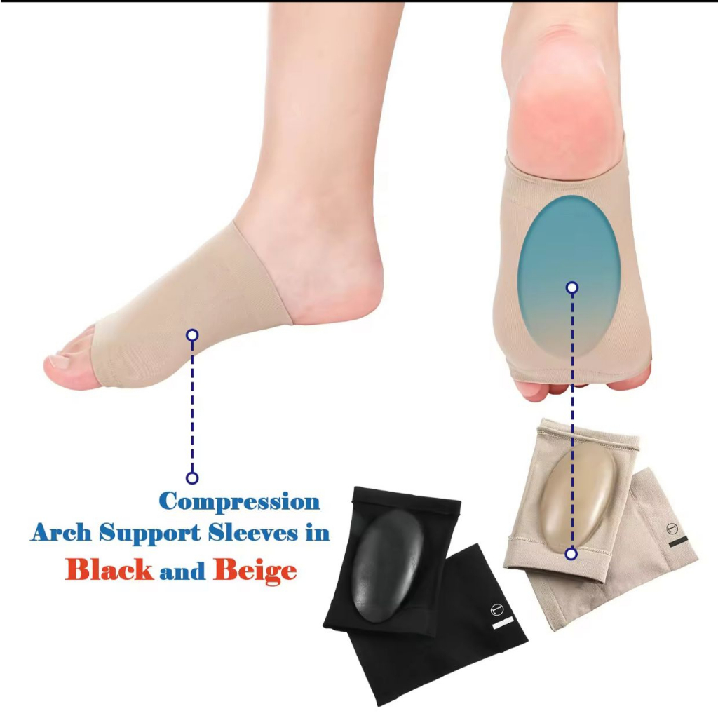 1 Pasang Bantalan Tumit / Kaos Kaki Terapi Pelindung Telapak Kaki Datar Insole Silikon - Foot Arch Decker For Plantar Fasciitis / Arch Support Pad Gel