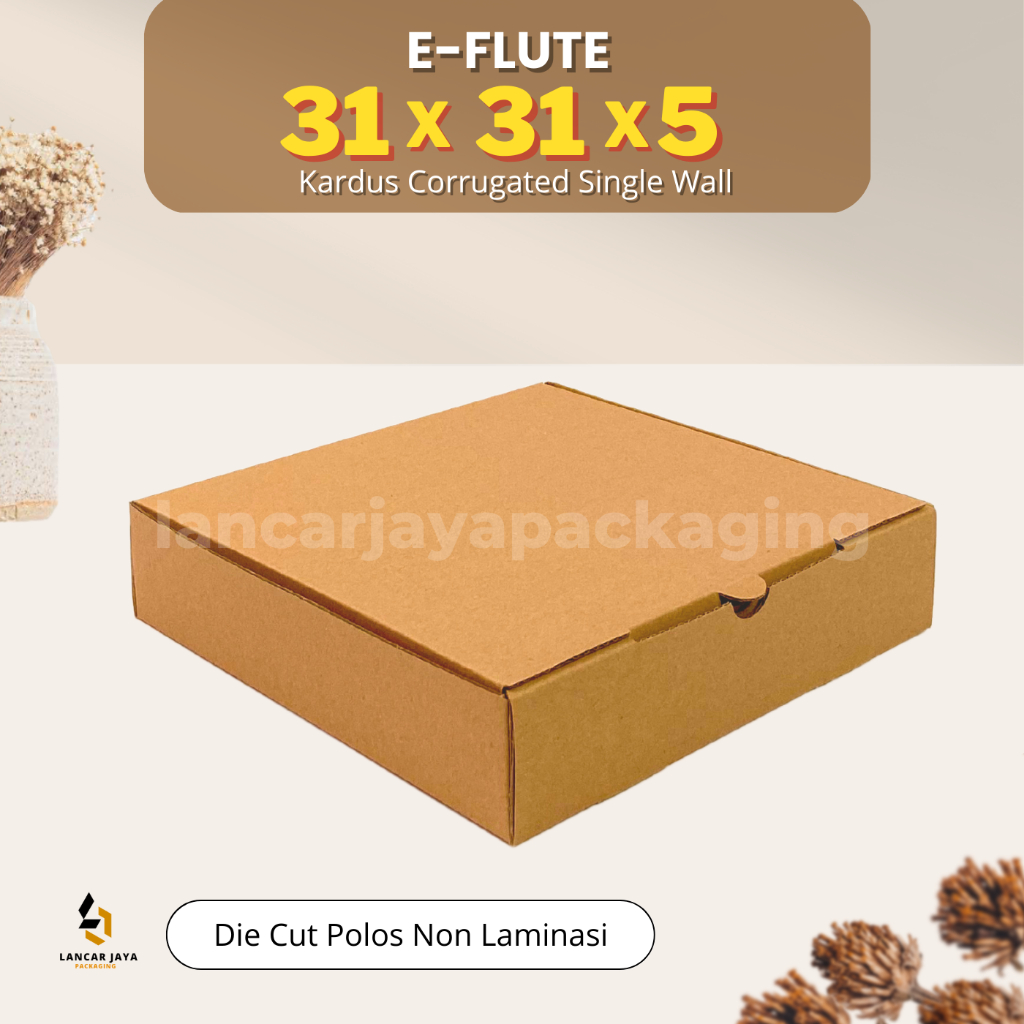 

E-Flute Kardus Corrugated Gift Box Kado Hampers Kotak Donat Snack 31x31x5 cm