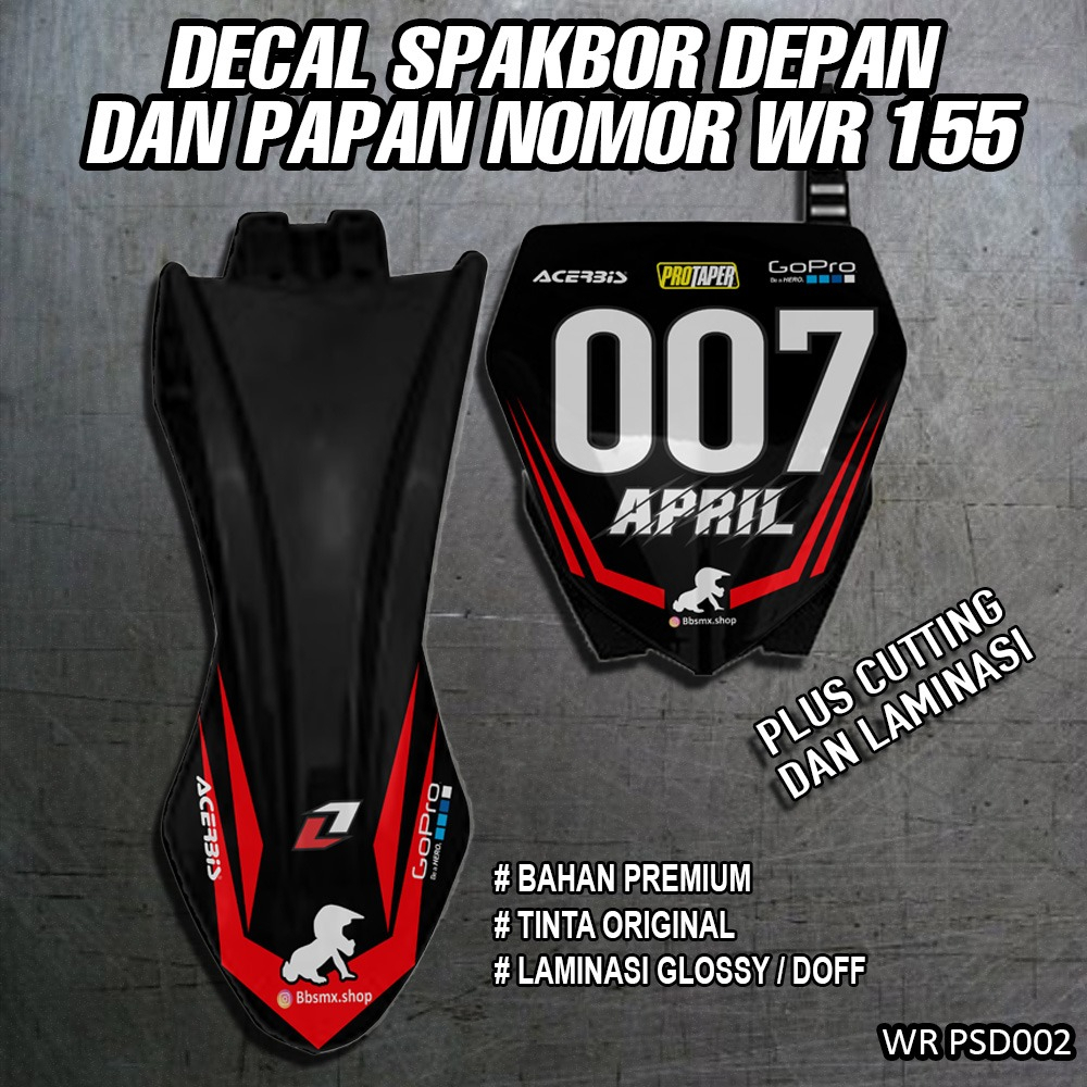 decal sepakbor depan dan papan nomor rmz 450