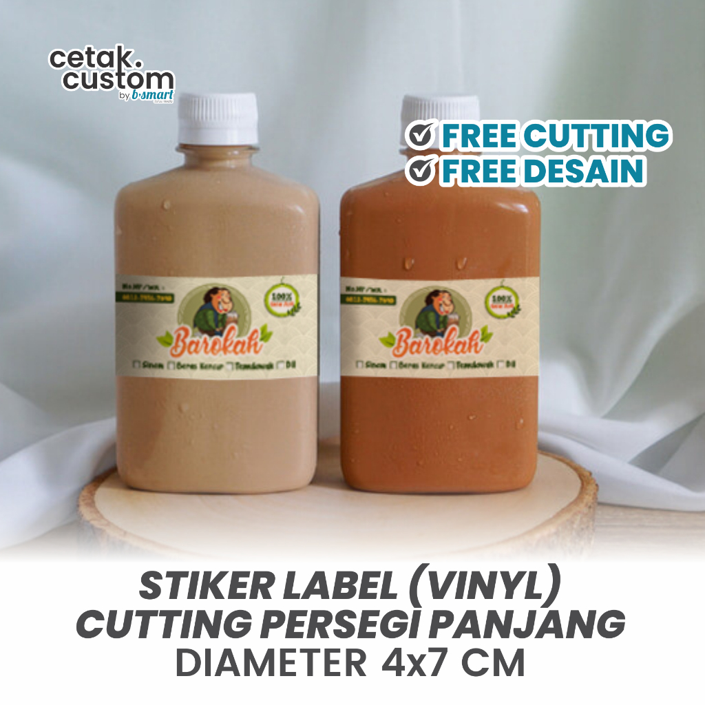 STIKER LABEL MAKANAN (VINYL)+CUTTING PERSEGI PANJANG UKURAN 4x7 CM