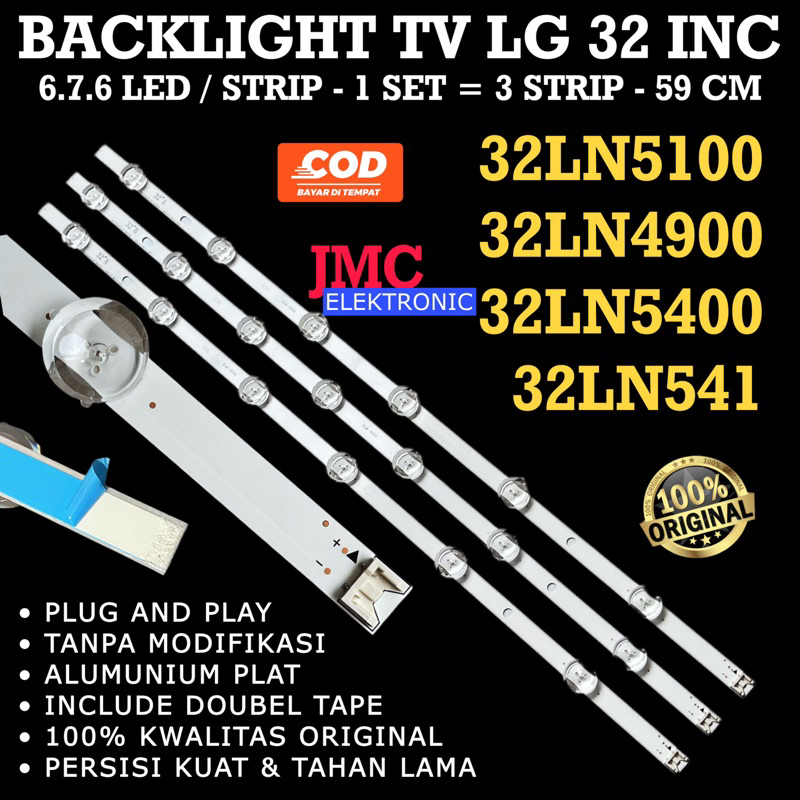 BACKLIGHT TV LG 32LN5100 32LN4900 32LN5400 32LN541B-TB.ATIFLJD 6-7-6 LED 3V 32 INC 32LN LENSA POLA CEKUNG