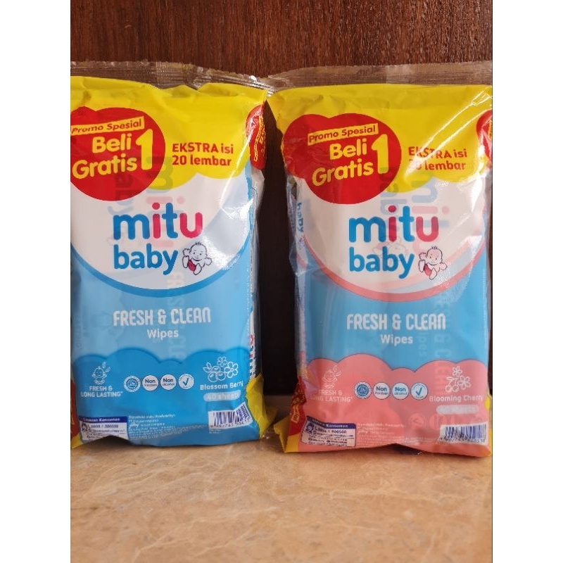 Mitu Tissue Basah 50 sheets Beli 1 Gratis 1 / Mitu Baby Wipes