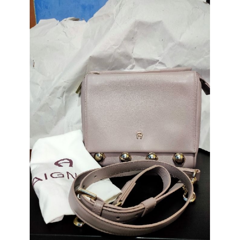 Aigner Crush Mini Crossbody bag Tas kulit asli ori brand