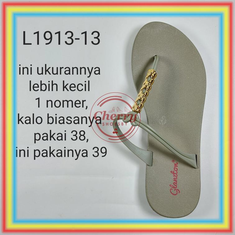 L1913-13 Sandal Jepit Wanita Glanzton Sendal Cewek Anti Slip Tali Kabel Krom Chrome Glanzton