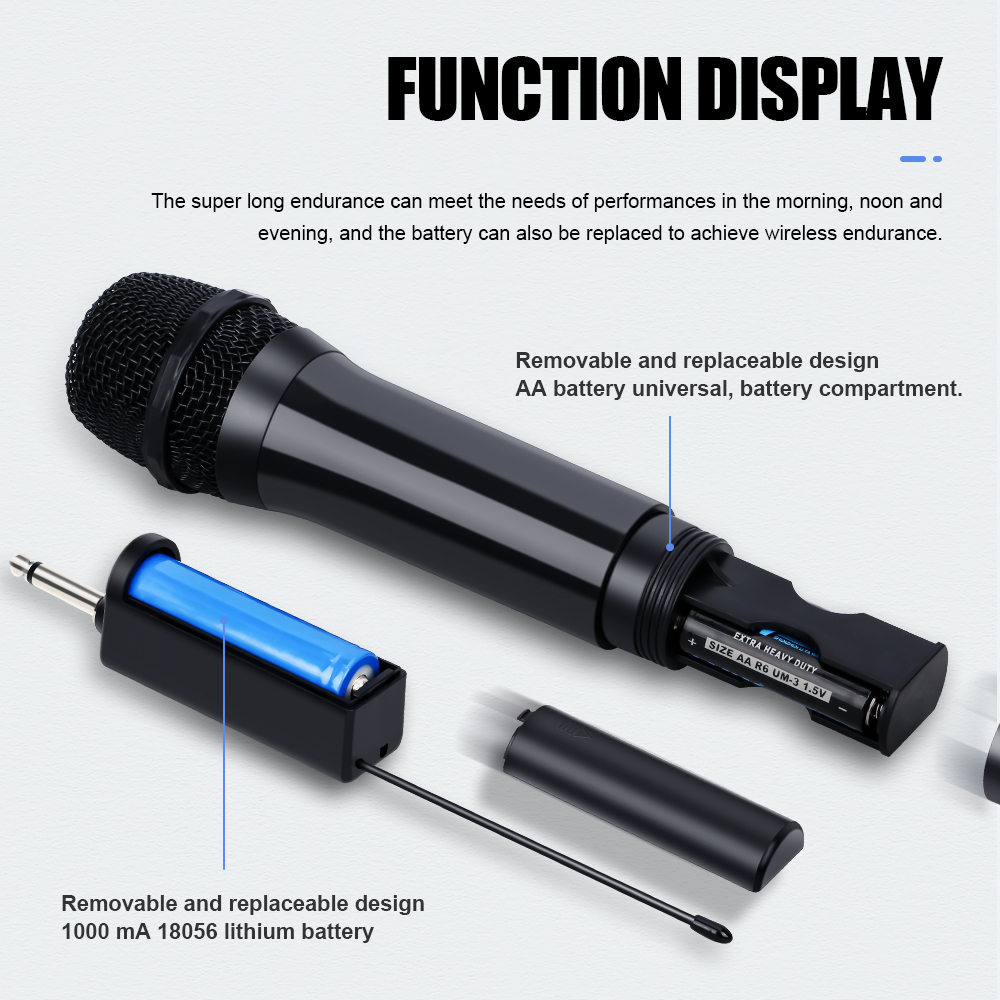 V604 mikrofon nirkabel  mikrofon genggam UHF FM Pasang dan mainkan Peralatan Bernyanyi Peralatan Audio Hiburan Rumah