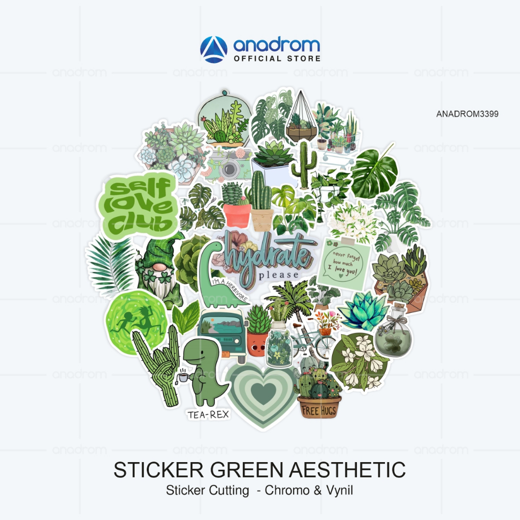 

Sticker Green Aesthetic | Sticker Laptop Aesthetic | Anadrom 3399