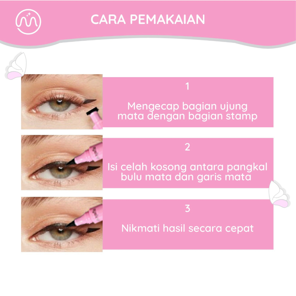 MINIPINK Stamp Eyeliner Spidol 2 In 1 Waterproof  Kosmetik Pensil Mata Fairy Wing  MP018