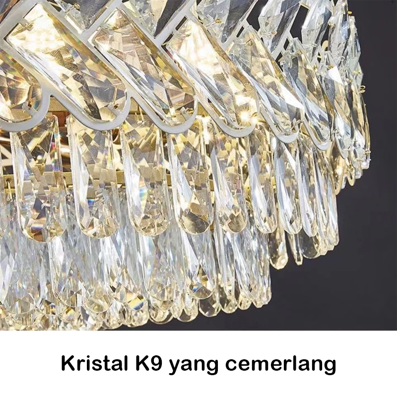 ❣️Garansi&amp;3Warna❣️Lampu Gantung Kemewahan Penuh Nyata Kristal K9 Chandelier 3 Warna LED Minimalis Modern Untuk Ruang Tamu / Kamar Tidur / Makan/Hotel Lampu Hias(termasuk bohlam)