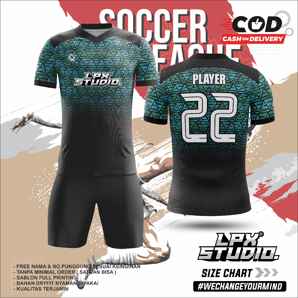 Jersey Sepak Bola Green Poligon Free Nameset