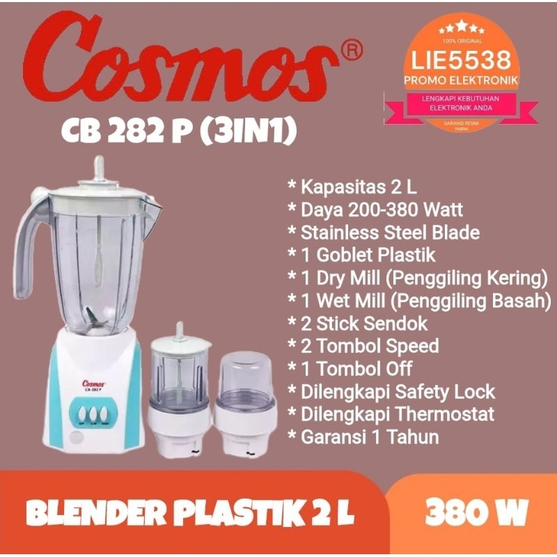 Blender Cosmos CB 282 P / 282P / 281 P / 281P Kapasitas Besar 2L GARANSI RESMI