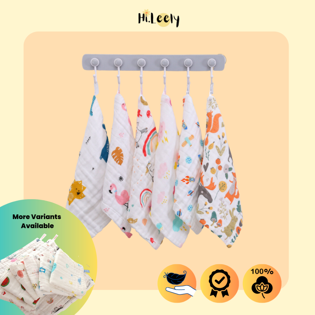 SAPU TANGAN BAYI BAHAN KATUN 100% 6 LAYER PERSEGI 25X25CM / KAIN AIR LIUR BAYI / PERLENGKAPAN BAYI