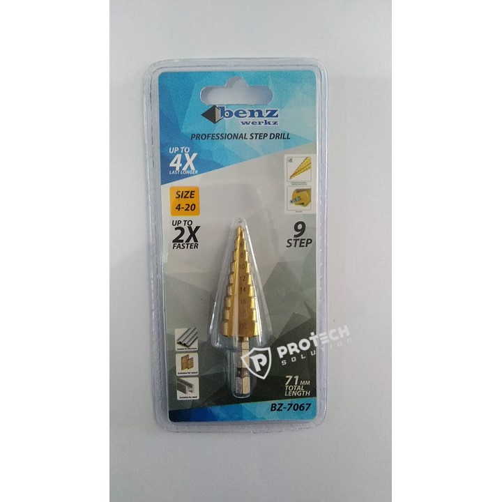 Mata bor besi step drill 4-20mm / Mata bor pagoda titanium coat Benz