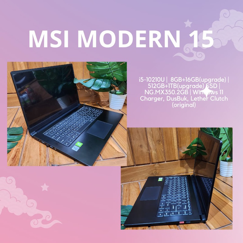LAPTOP MSI MODERN 15 I5 8GB + 16GB (24GB) 512GB + 1TB (1.5TB) SSD