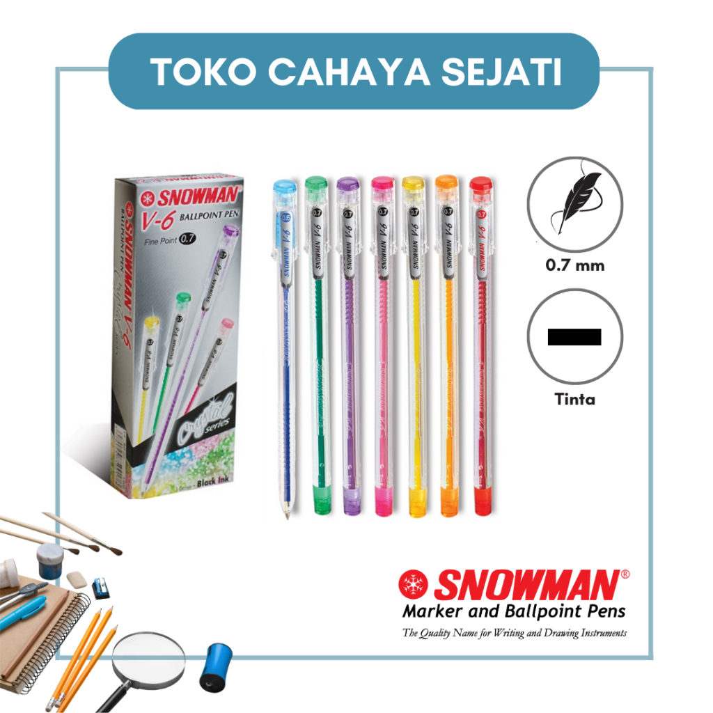 

Pulpen / Pen / Pena / Ballpoint - Snowman V6 0.7 mm (1 pcs)