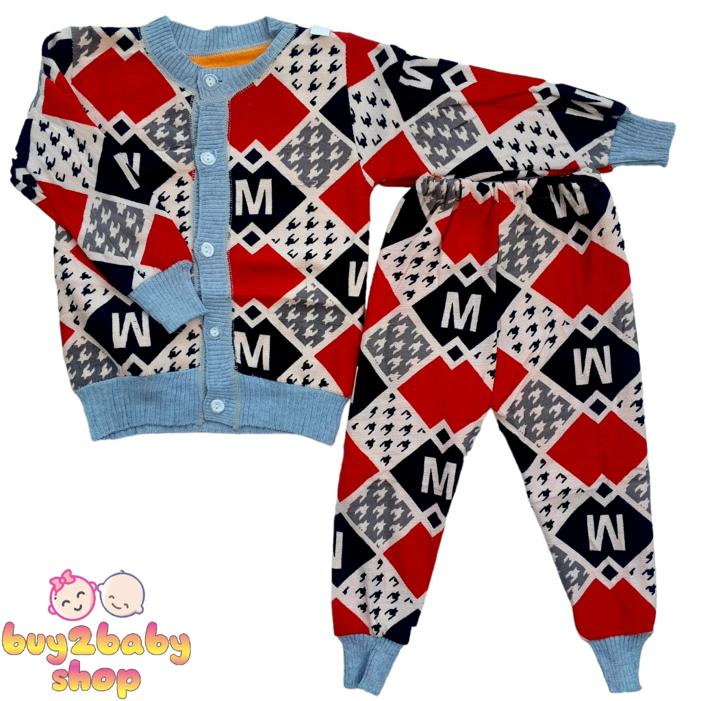 Setelan panjang sweater cardigan bahan bludru Premium Halus dan Lembut bayi s.d 2 Tahun 1 PCS