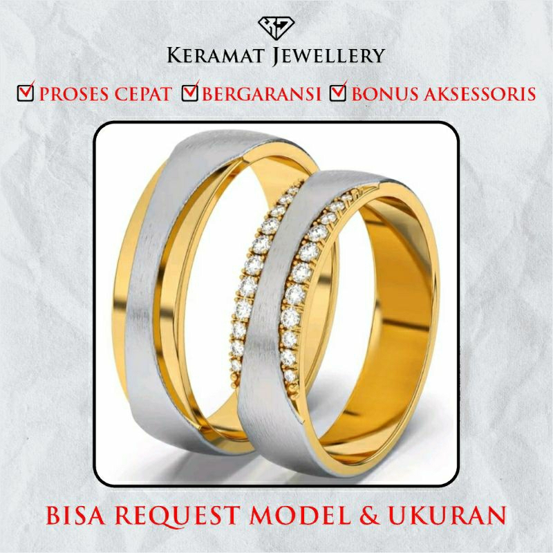Cincin Tunangan Perak Couple Bergaransi Ukir Nama Perak Model Custom Handmade