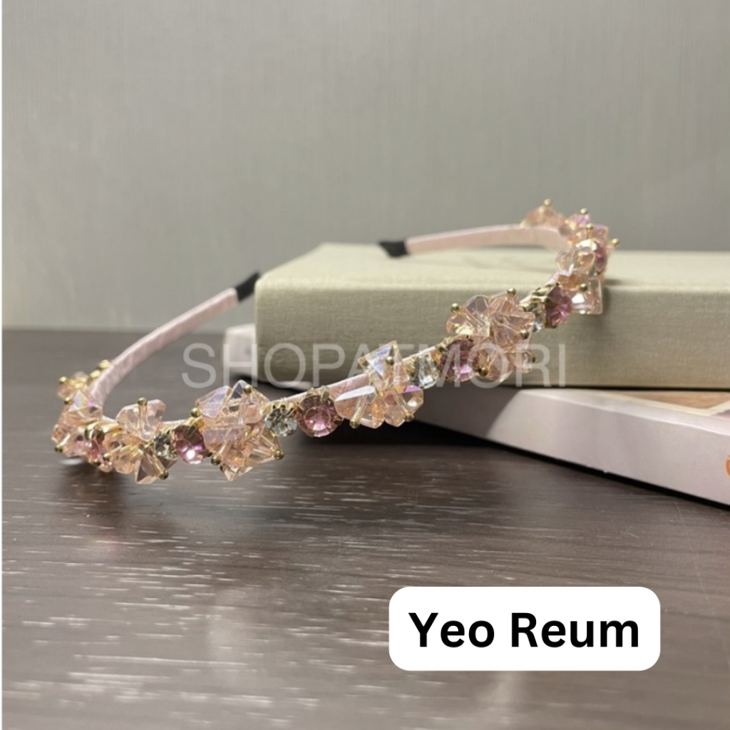 PINK - PREMIUM KOREAN CRYSTAL HEADBAND (MAHKOTA, BANDO, TIARA WEDDING / PREWEDDING)