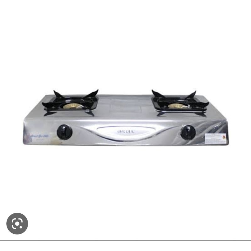 Kompor Gas Sanken SG-375PS 2 Tungku Stainless Steel untuk Rumah Tangga