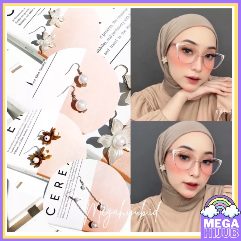 anting bunga mutiara hijab atau non hijab ( 1 pasang )