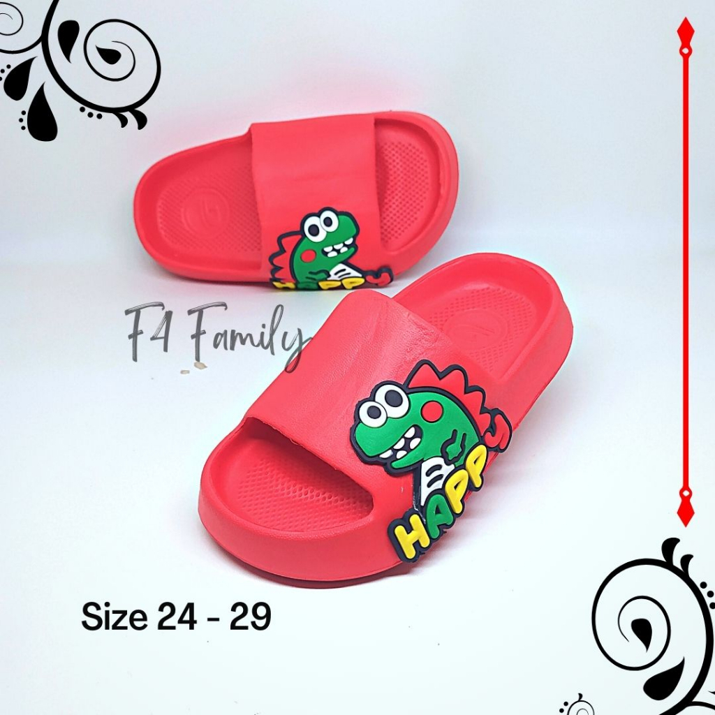 MD79 - Sendal Anak Laki Slip On Usia 3 5 Tahun Motif Dino Terbaru 2023