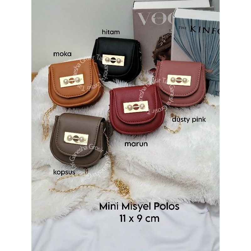 Misyel Polos Tas Selempang Mini Pearl