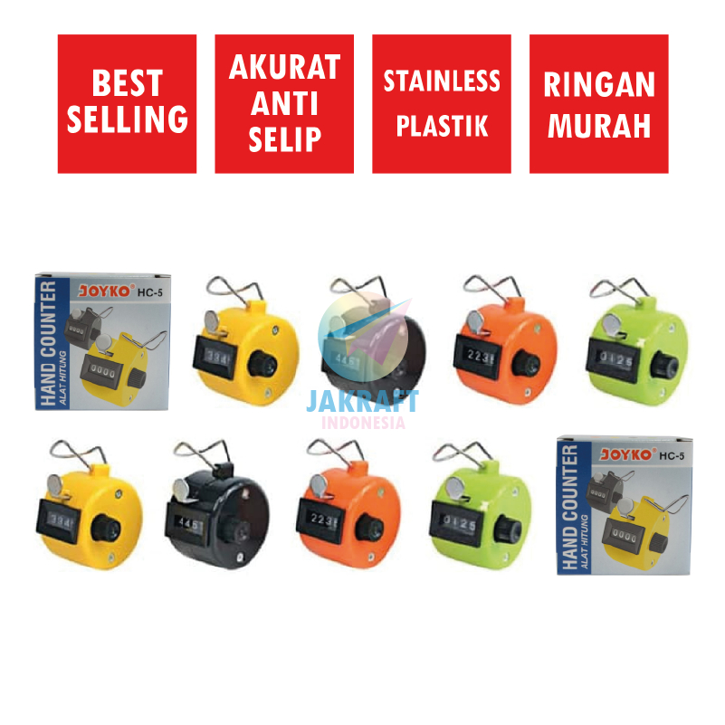 

(1 Pcs) Hand Tally Counter JOYKO HC-5 Alat Hitung Cepat Zikir Manual Plastik 4 Digits