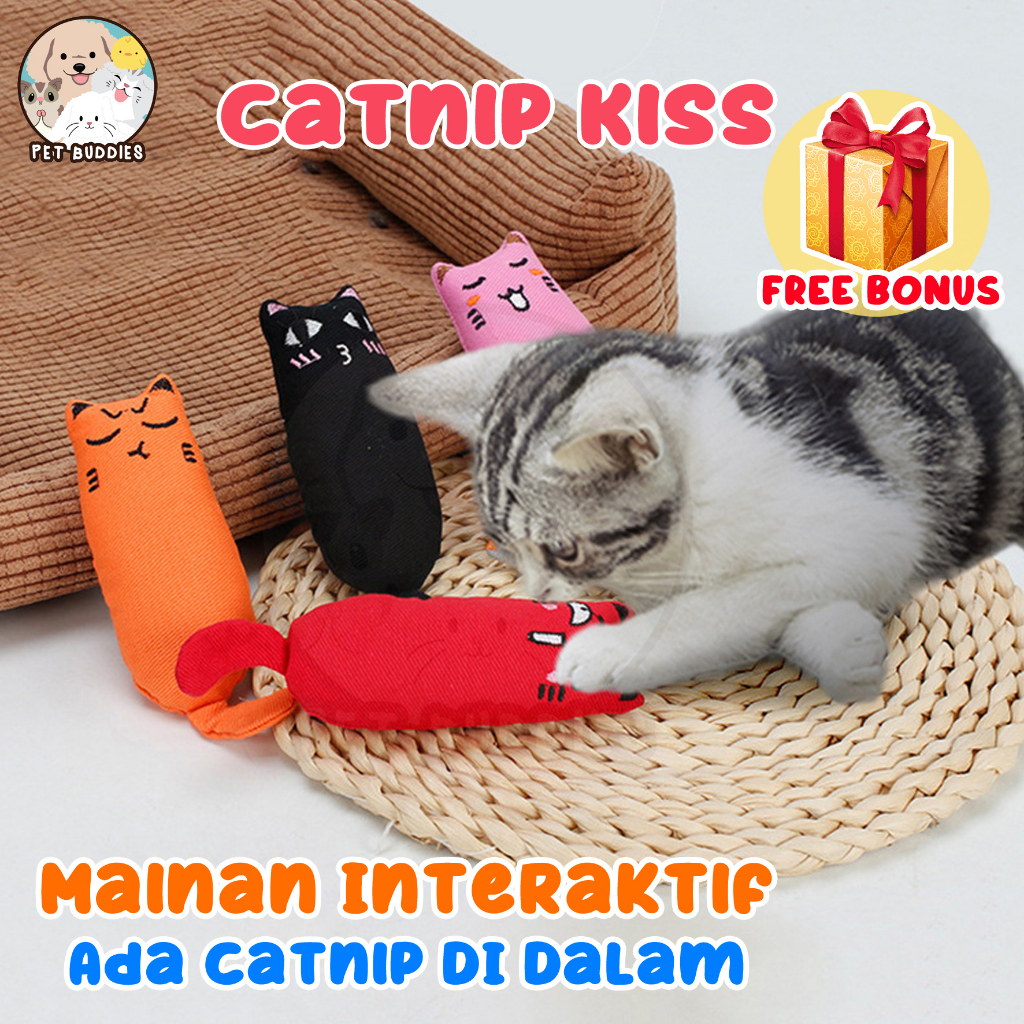 Boneka Kucing Catnip Kiss Ekspresi Lucu Mainan Kucing