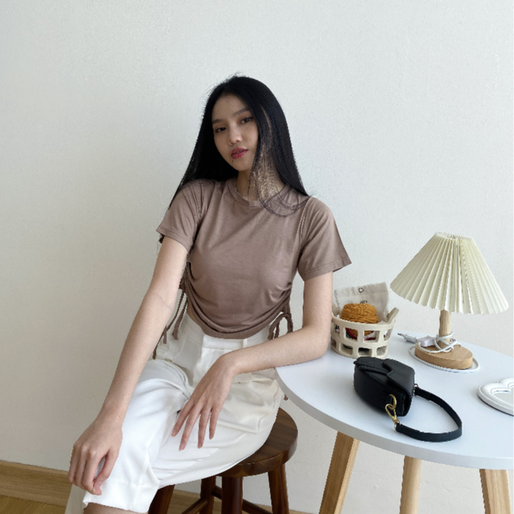 Secil Scrunch Top - Casual Blouse - Atasan Lengan Pendek - Top Wanita Korea