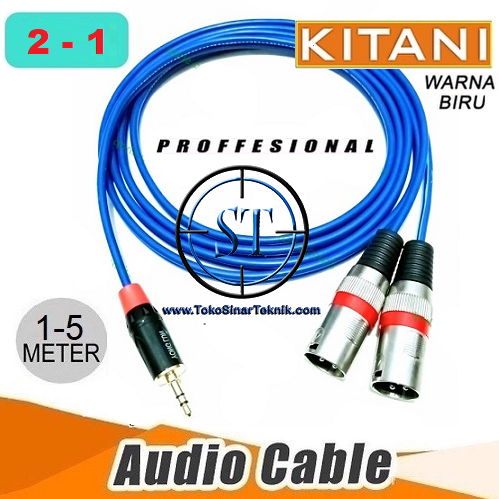 Kabel Audio Jack Mini Stereo 3.5mm to 2 Xlr Canon Male 2-1 Cable Spiltter Aux Trs KITANI HP Mixer Panjang 1 Sampai 5 Meter