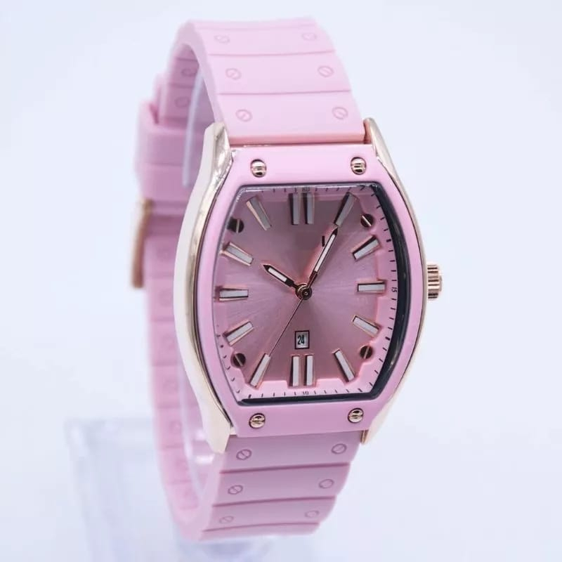 [DG]Jam Tangan Wanita Fashion FS Oval New Tanggal aktif Strap Rubber/Karet