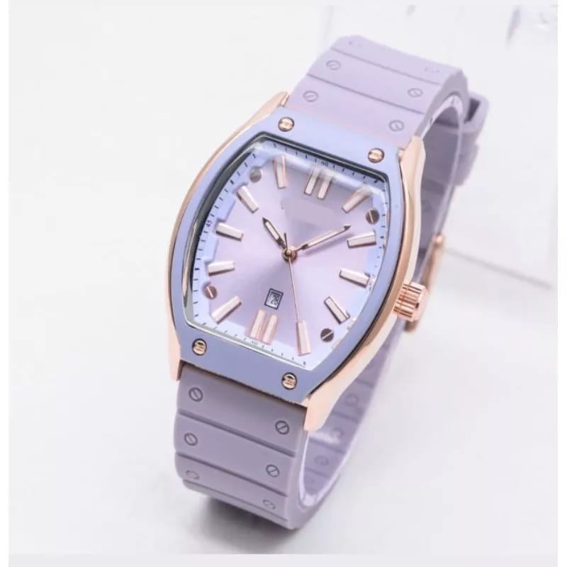 [DG]Jam Tangan Wanita Fashion FS Oval New Tanggal aktif Strap Rubber/Karet