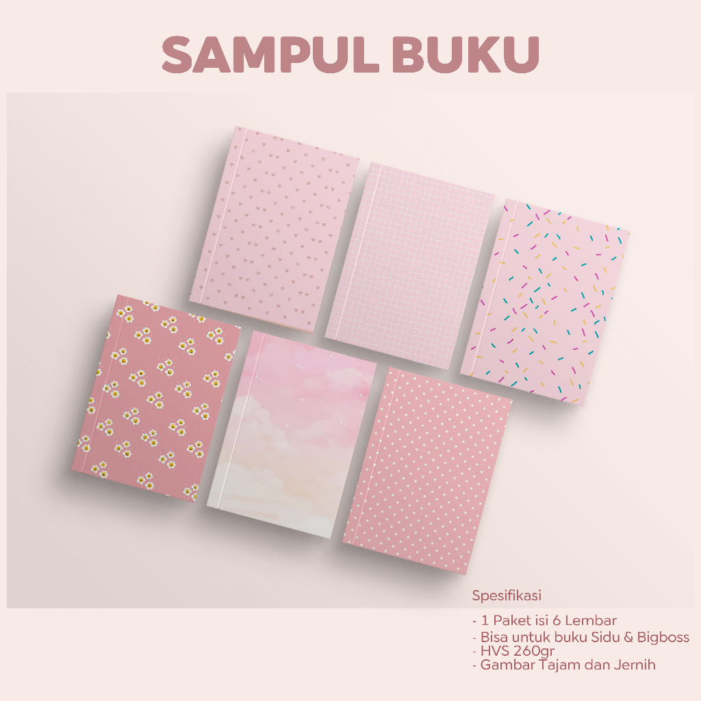 6 LEMBAR SAMPUL BUKU  PINK | SAMPUL BUKU AESTHETIC | COVER BOOK AESTHETIC | SAMPUL BUKU LUCU