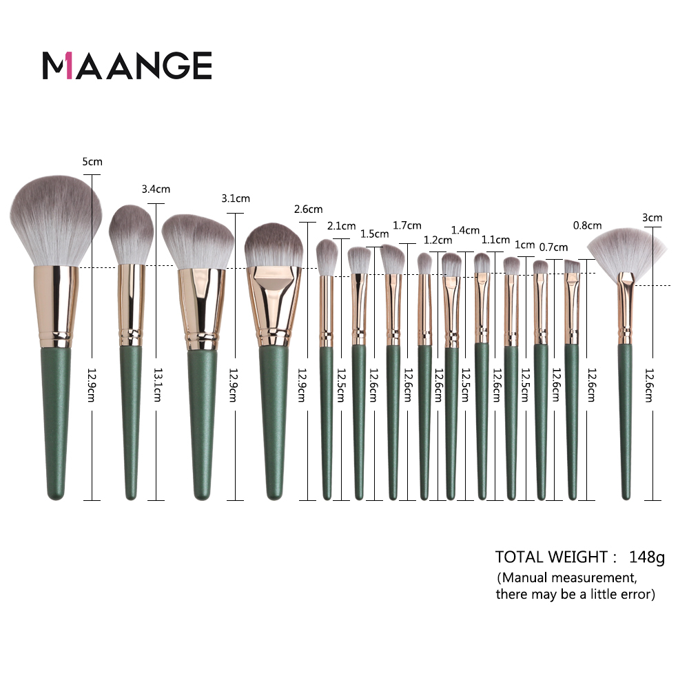 MAANGE 14pcs/set Brush Kosmetik Premium/Makeup Profesional Bulu Lembut Untuk Bibir, Bedak, Concealer, Highlighter, Eyeshadow 1340