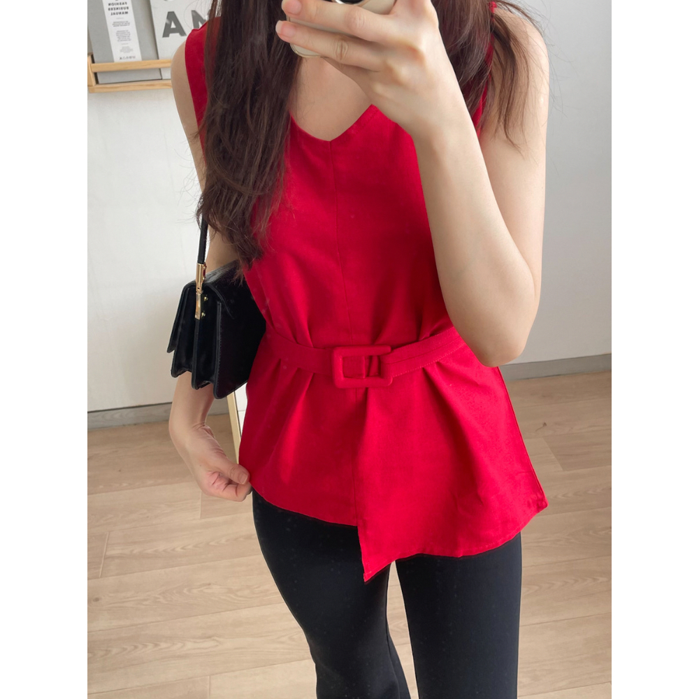 Kadaka T-0191 Top Linen Korea With Belt