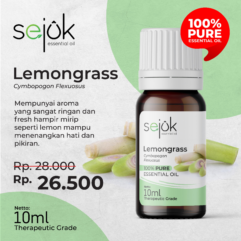 Sejuk Lemongrass Essential Oil / Minyak Aromaterapi murni 100%  - 10ml