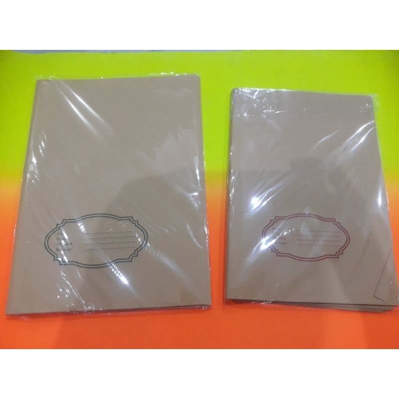 

sampul buku tulis coklat @25lmbr ukuran kwarto dan boxy