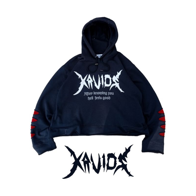 CROP HOODIE OVERSIZE UNFINISHED | DEMON - XAVIOS