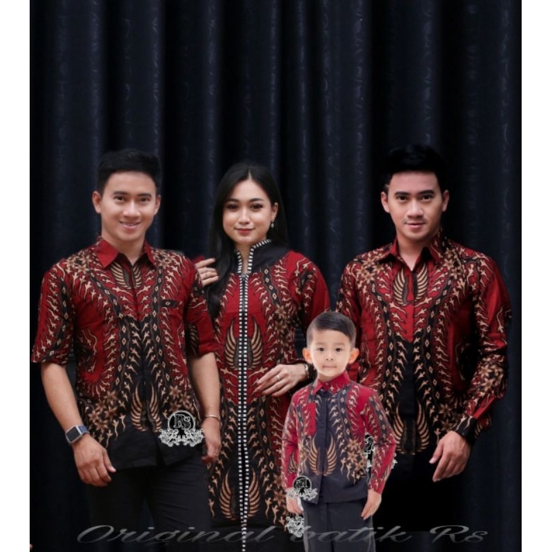 kemeja hem batik coupel anak m l xl xxl motif bernekel merah