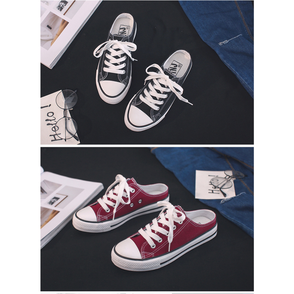 Gobra ♕ SEP029 (Tanpa Kotak) Sepatu Sneakers Wanita Setengah Kanvas Fashion Banyak Warna Pakai Tali Sporty Model Korean Casual Sport Olahraga Import COD