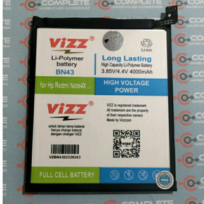 BATERAI REDMI BN-43 / REDMI NOTE 4X VIZZ DOUBLE POWER