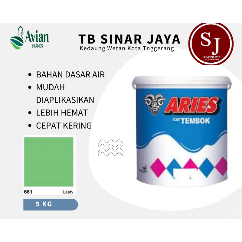 Cat Tembok Aries Avian Cat Tembok Dinding Interior 5kg - 661 Leafy