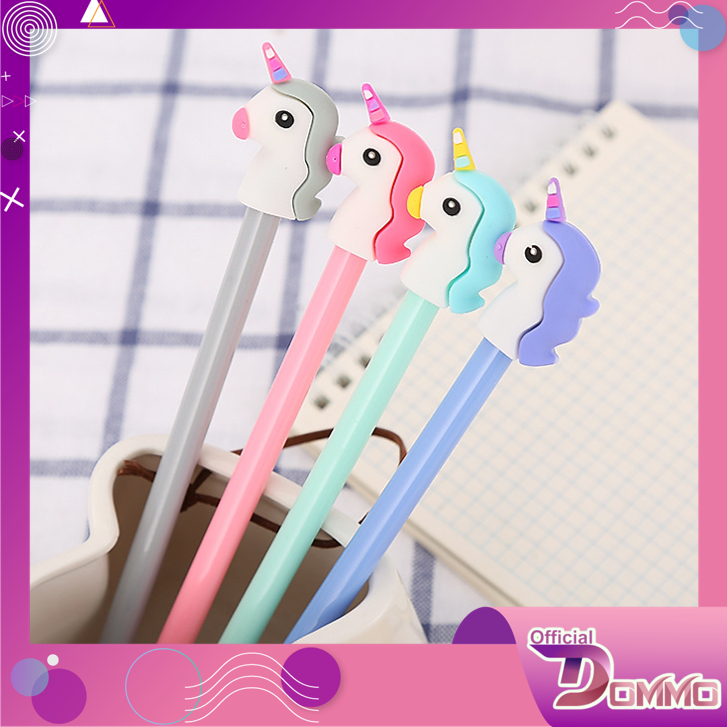 DOMMO - D6163 Pena Gel S5613 / Pena Pulpen Gel Motif Unicorn / Gel Pen / Pena Karakter Unicorn / Pulpen Kepala Unicorn / Unicorn Gel Pen