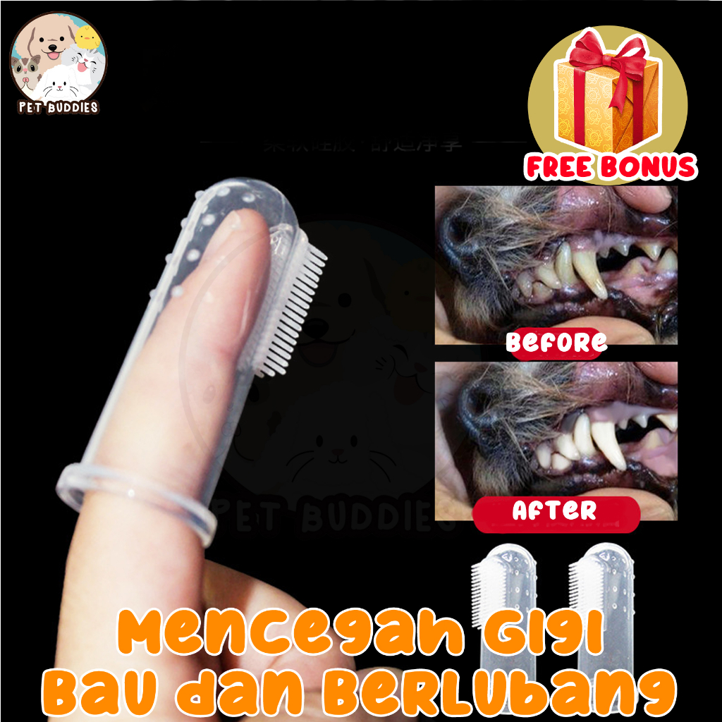 Sikat Gigi Jari Anjing/Kucing Silikon Pet Finger Toothbrush