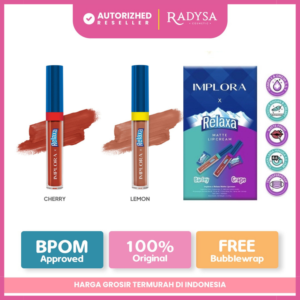 RADYSA - IMPLORA X RELAXA MATTE LIPCREAM / IMPLORA LIP CREAM BARLEY AND GRAPE (LIMITED EDITION)